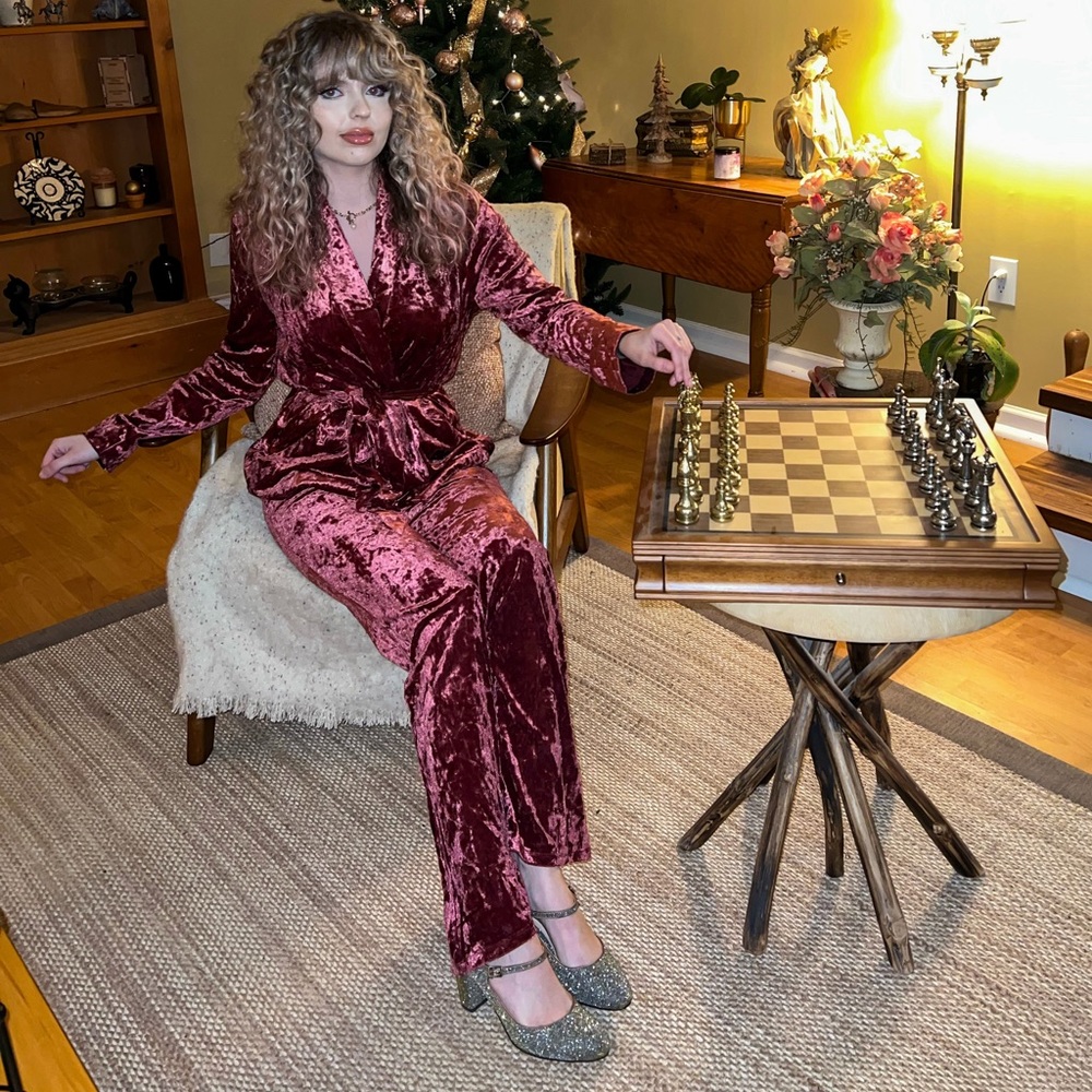 Velvet smoking jacket/pants set